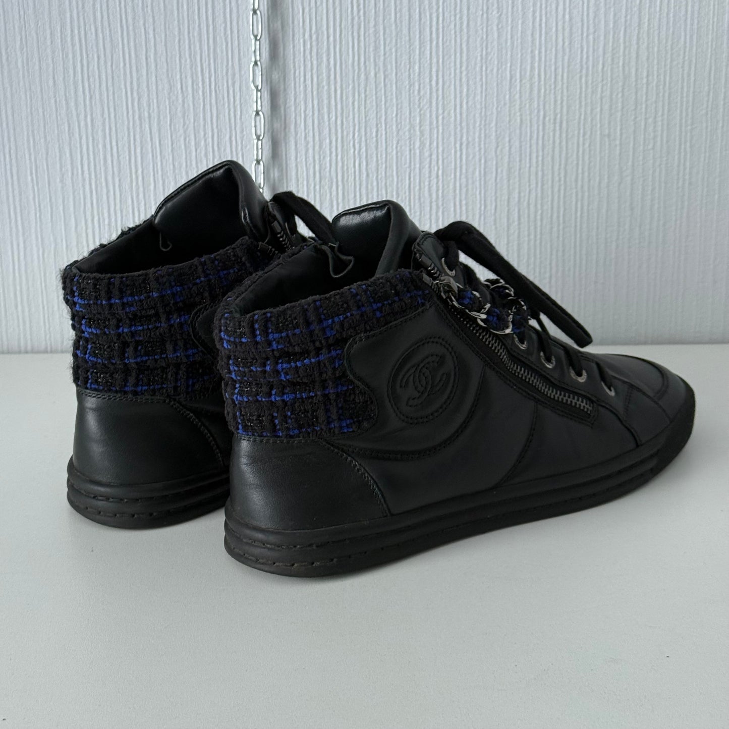 Chanel CC High Top Trainers Sneakers Zip Chain Shoes