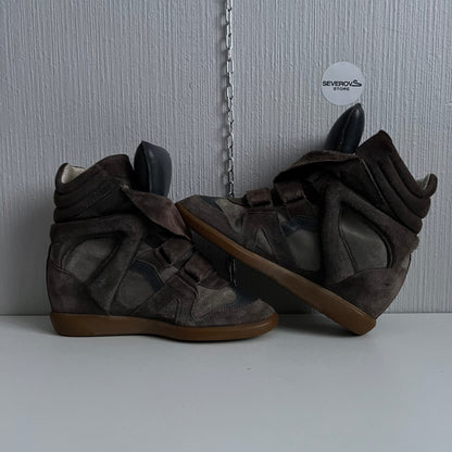 Isabel Marant Bekett Brown Suede Leather Trainers Womens Shoes