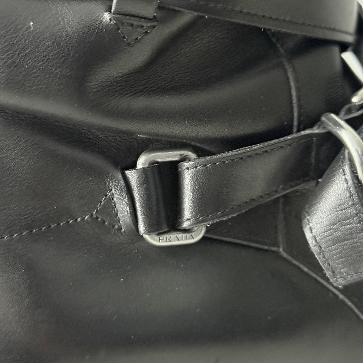 Prada Black Leather Mens Riding Boots
