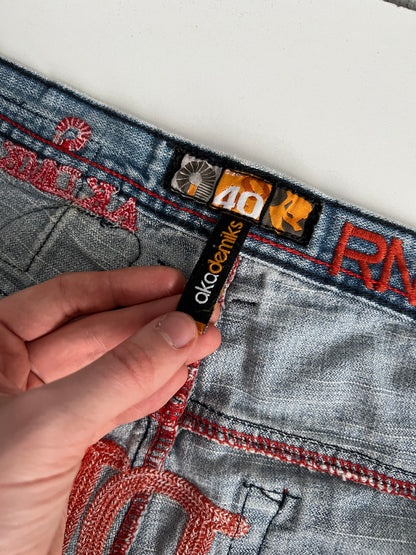 Akademiks Embroidered Baggy Denim Pants Mens Jeans