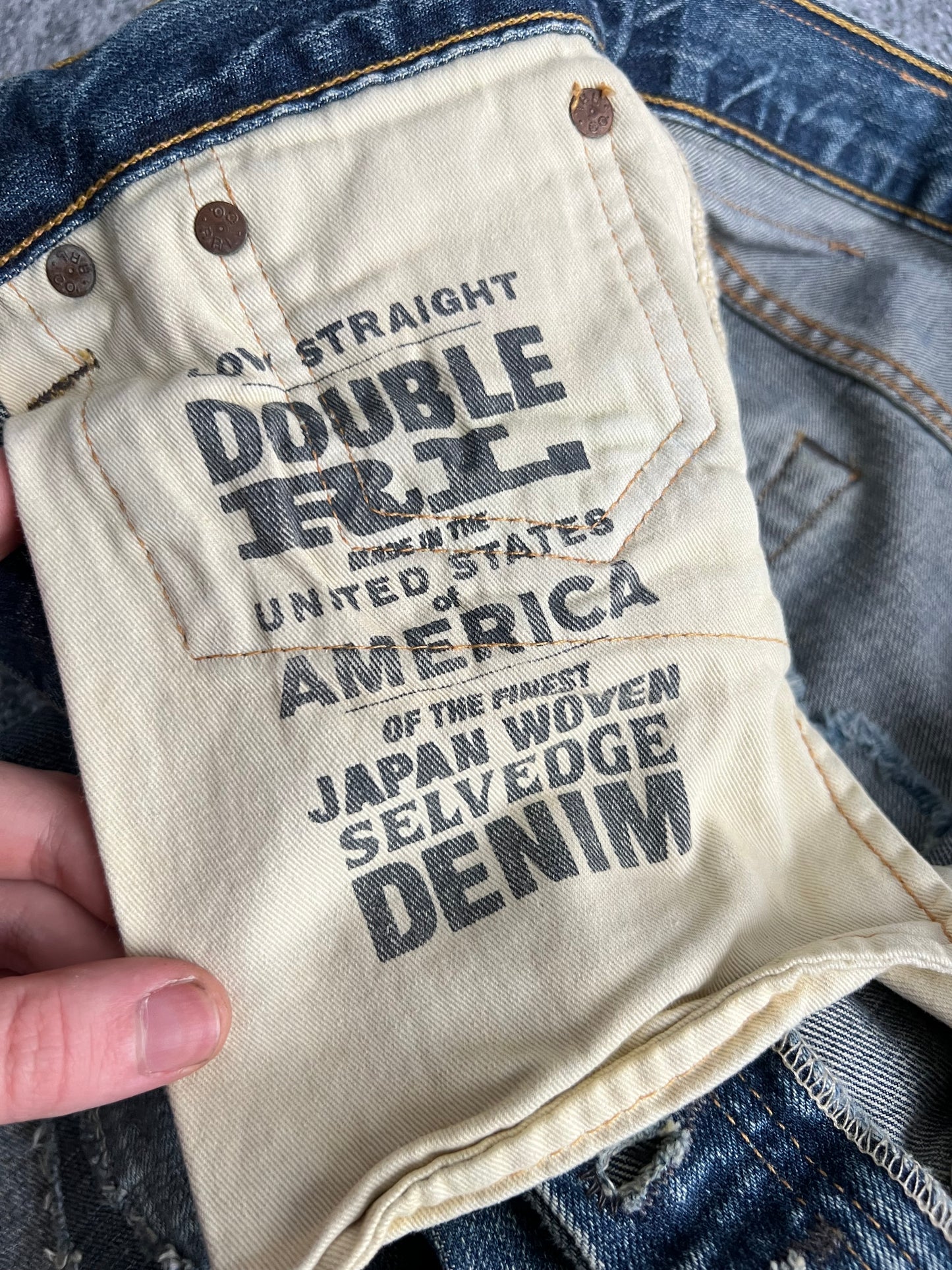 RRL Ralph Lauren Selvedge Distressed Repaired Japan Woven Denim Pants