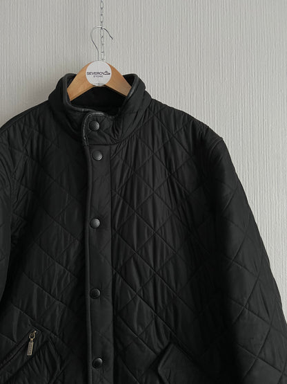 Barbour Powell Quilted Black Jacket with Faux Leather Trim