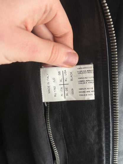 Rick Owens Calf Leather Mollino Leather Jacket