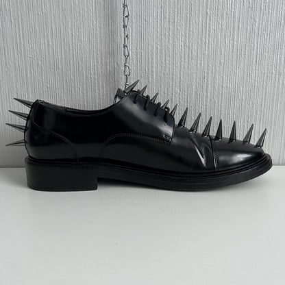 Balenciaga Spiked Derby Men’s Black Leather Shoes