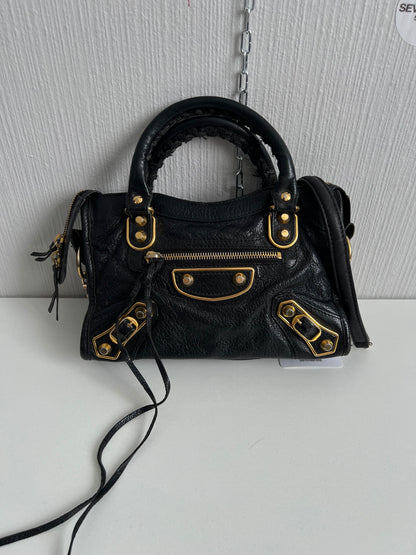 Balenciaga City Bag Mini in Black Leather