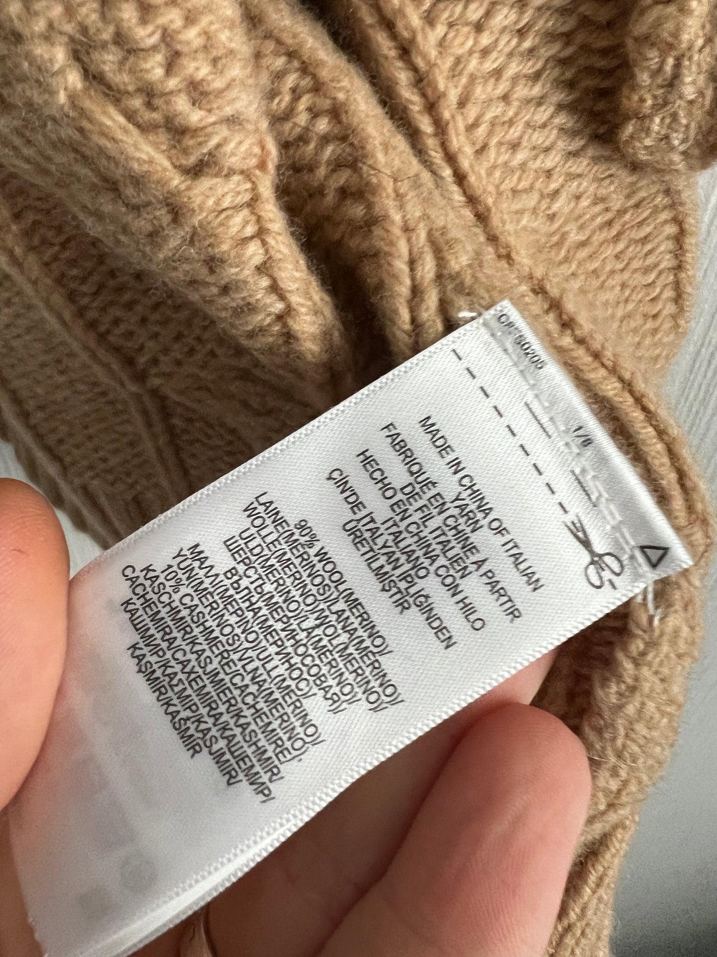 Polo Ralph Lauren Italian Wool Cashmere Blend Camel Womens Cable Knit Sweater