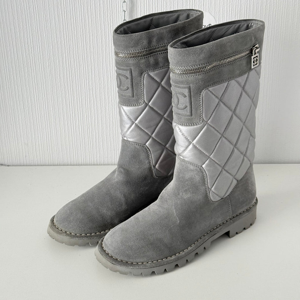 Chanel Black Suede Leather Coco Cocoon Boots by Karl Lagerfeld