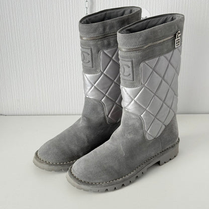 Chanel Black Suede Leather Coco Cocoon Boots by Karl Lagerfeld