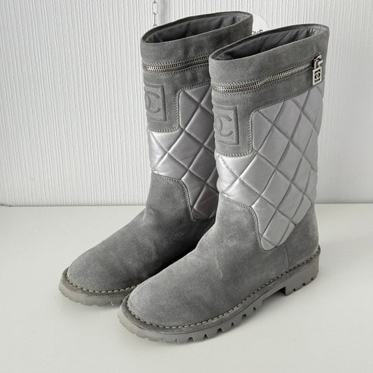 Chanel Black Suede Leather Coco Cocoon Boots by Karl Lagerfeld