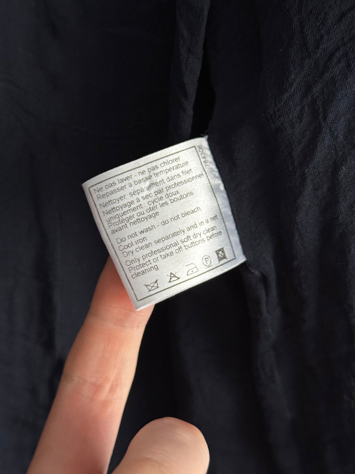 Chanel Wool Nylon Lion COCO Mark Button Jacket Coat Blouson Blazer Navy Blue