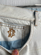 Christian Dior SAMPLE Gazette Print Faded Blue Denim Jeans