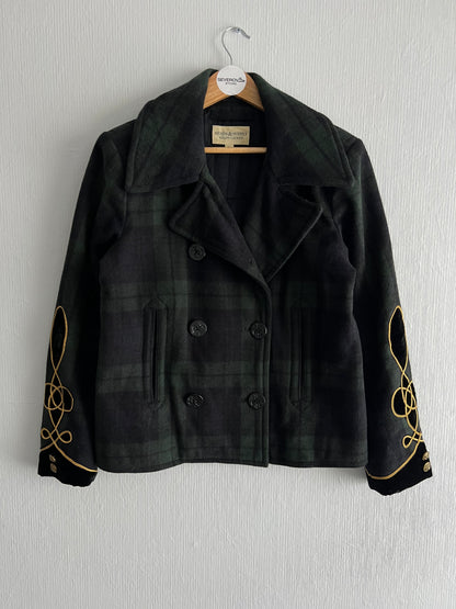 191 Ralph Lauren Denim & Supply Tartan Plaid Wool blend Pea Coat