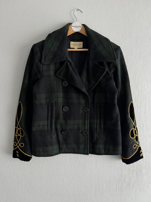 191 Ralph Lauren Denim & Supply Tartan Plaid Wool blend Pea Coat