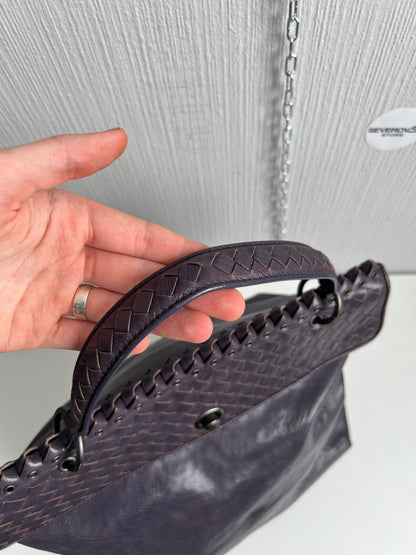 Bottega Veneta Purple Intrecciato Leather Tina Top Handle Bag