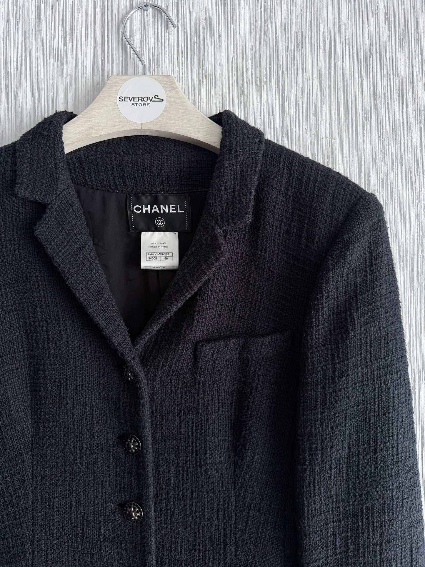Chanel Bombay Timeless Tweed Blazer Jacket in Black Cotton