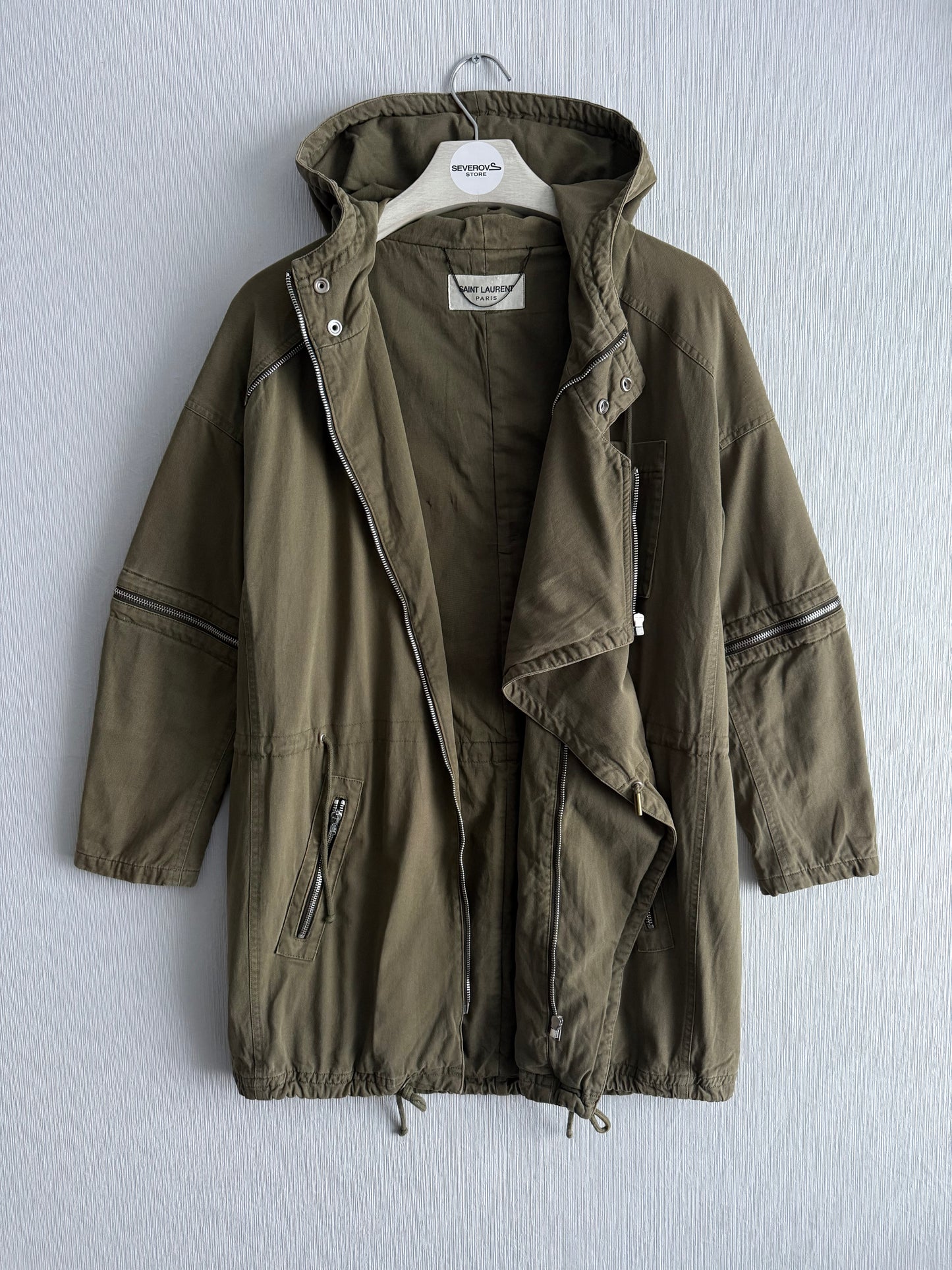 Saint Laurent Olive Green Cotton Jacket Womens Parka