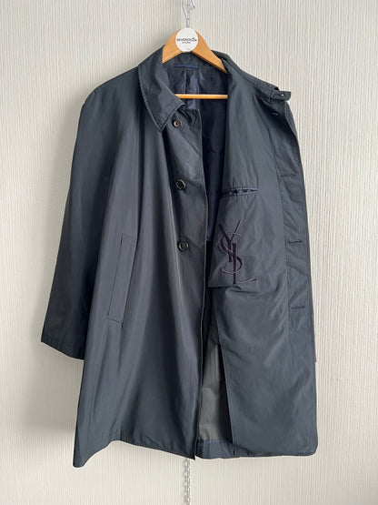 Yves Saint Laurent YSL Mens Navy Trench Coat