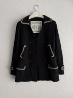 Chanel FW07 Black Wool Double Breasted Coat