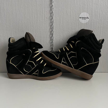 Isabel Marant Bekett Black Suede Leather Sneakers Womens Shoes