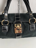 DKNY Vintage Black Monogram Bag with gold buckle