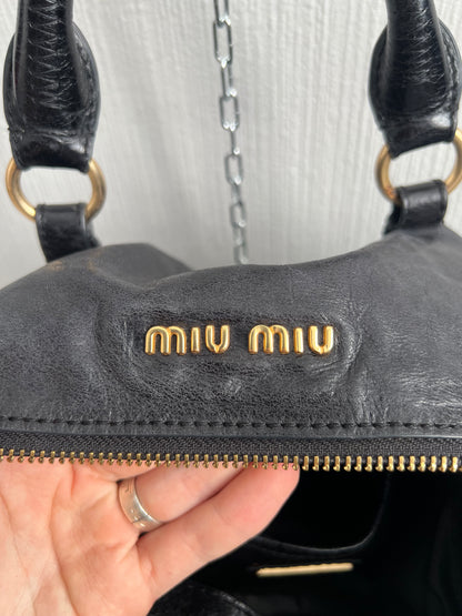 Miu Miu Bow Black Leather Bag