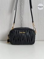 Miu Miu Black Matelasse Leather Crossbody Bag