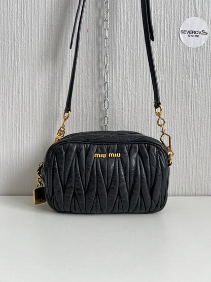 Miu Miu Black Matelasse Leather Crossbody Bag