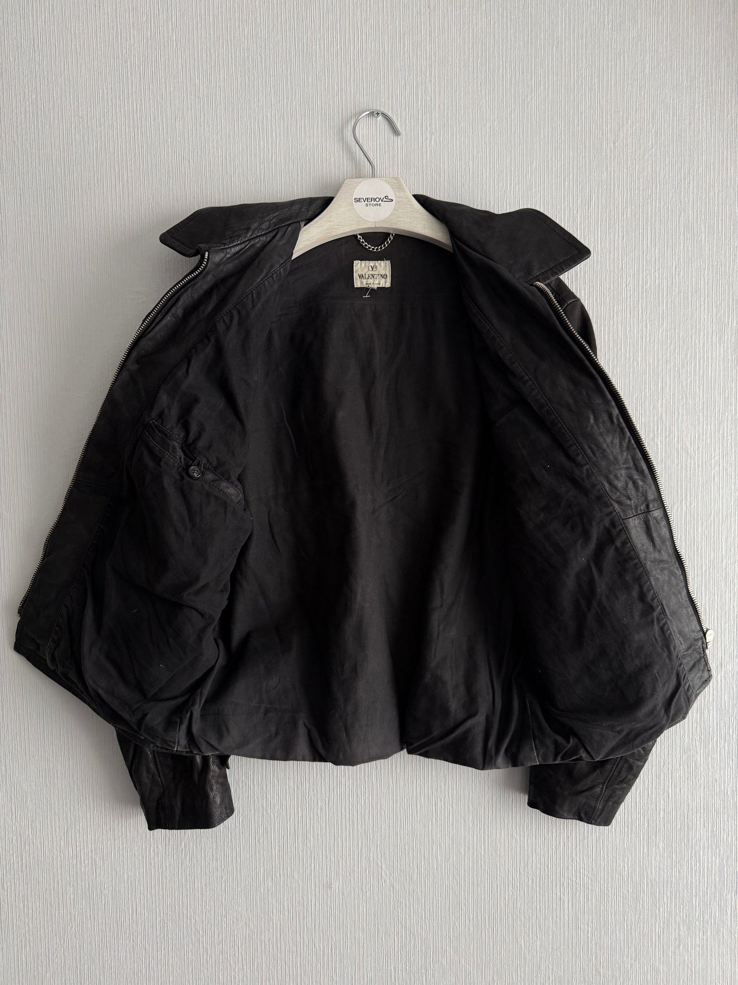 Valentino Vintage Crinkled Ovine Sammy Leather Jacket