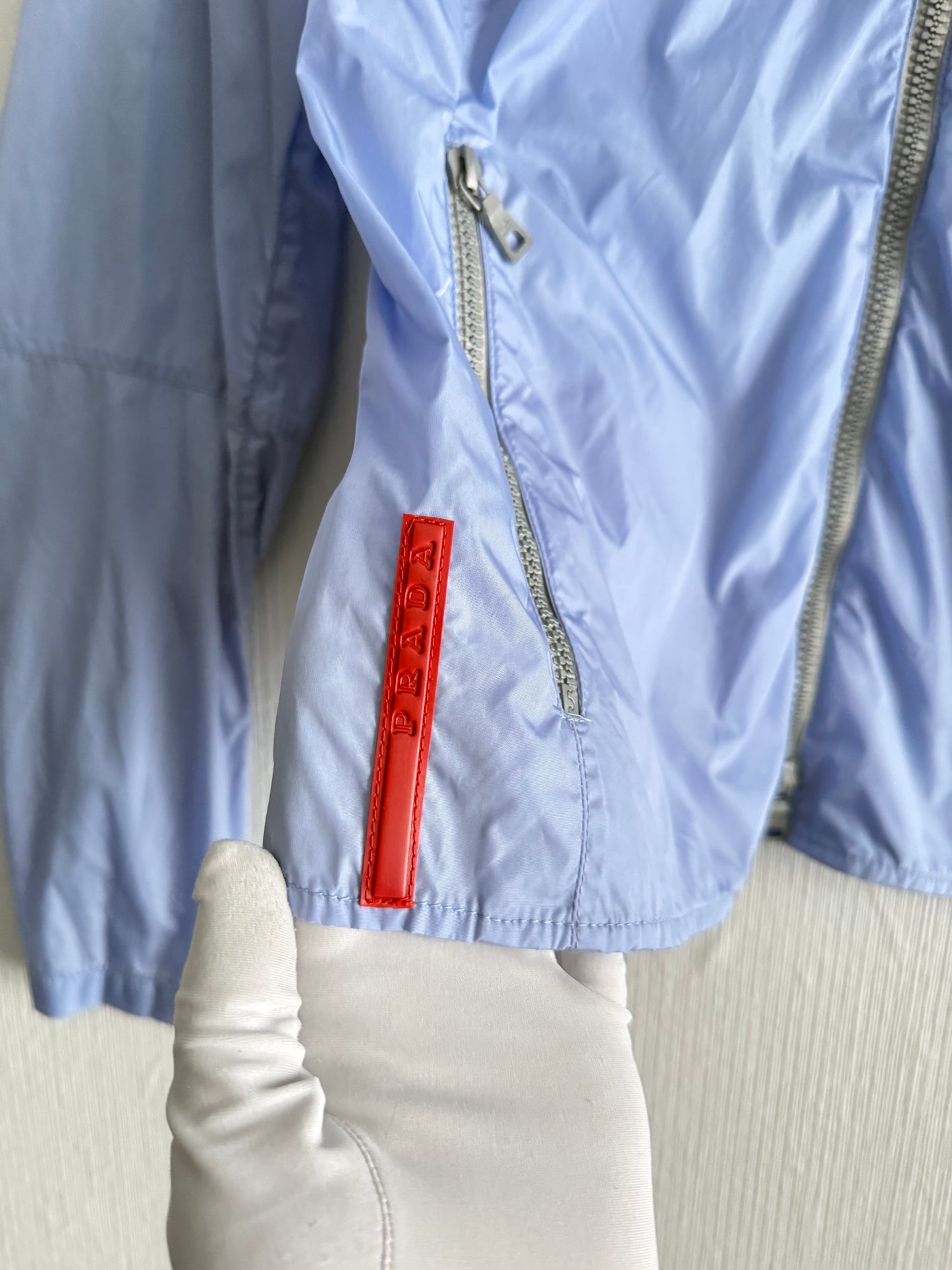 Prada Sport SS00 Nylon Moto Baby Blue Jacket