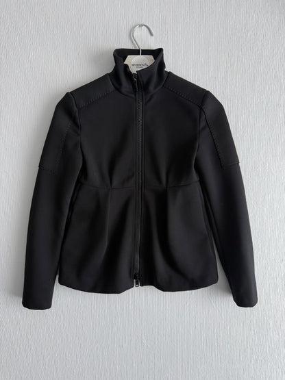 Prada Black Neoprene Pleated Waist Jacket