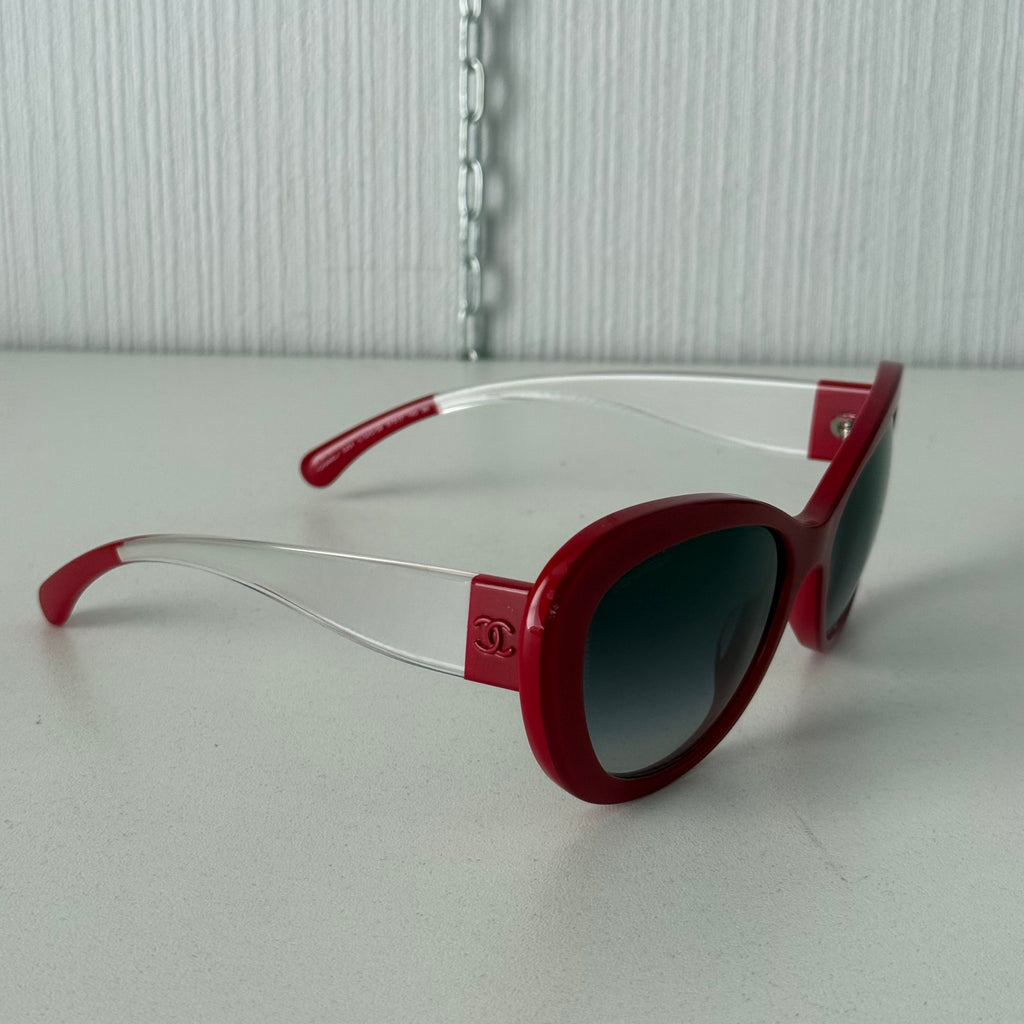 Chanel Red Cat Eye CC Sunglasses
