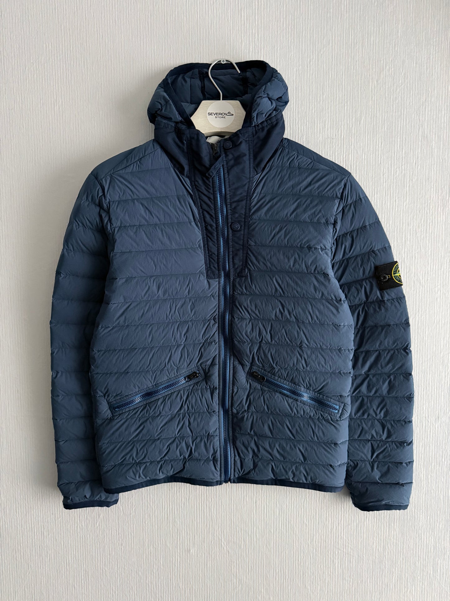 Stone Island SS19 Blue Loom Woven Down Chambers Jacket