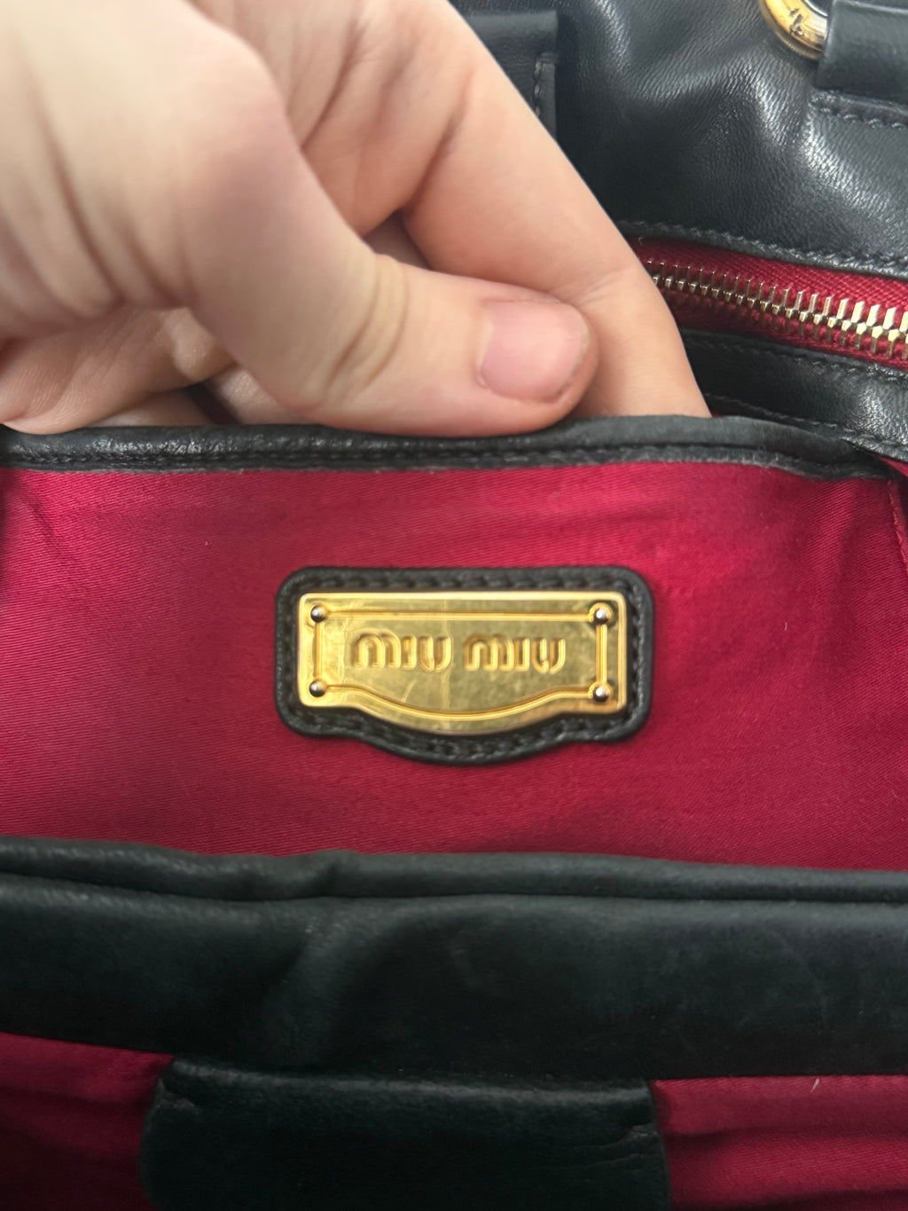 Miu Miu Black Matelassé Leather Tote Bag