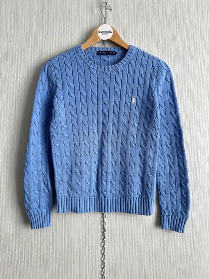 Ralph Lauren Cable Knit Blue Cotton Sweater