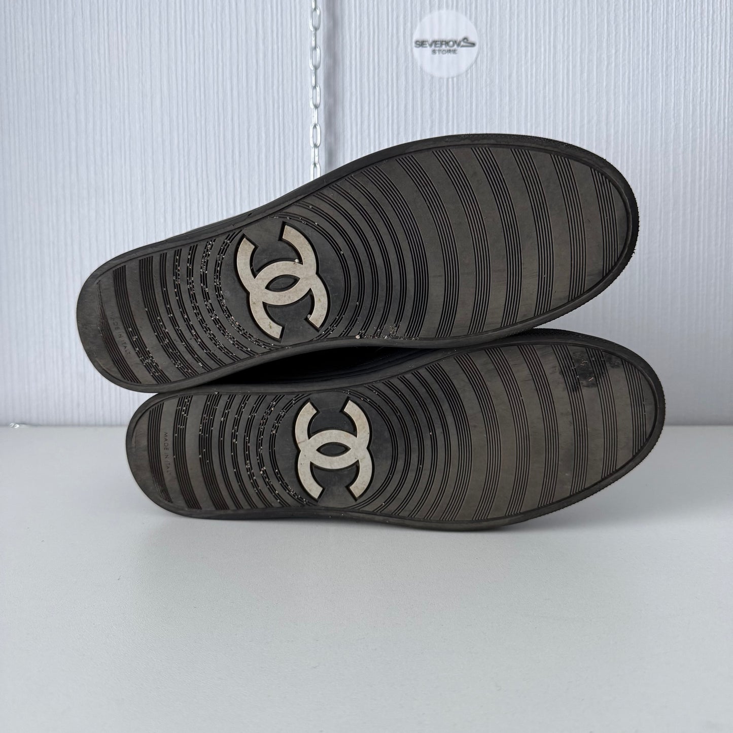 Chanel CC High Top Trainers Sneakers Zip Chain Shoes