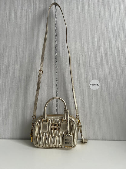Miu Miu Arcadie Matelassé Nappa Leather Bag in Purite