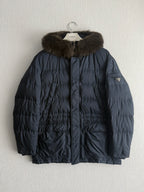 Prada Logo Down Parka Jacket with Real Fur