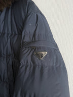 Prada Logo Down Parka Jacket with Real Fur