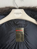Prada Logo Down Parka Jacket with Real Fur