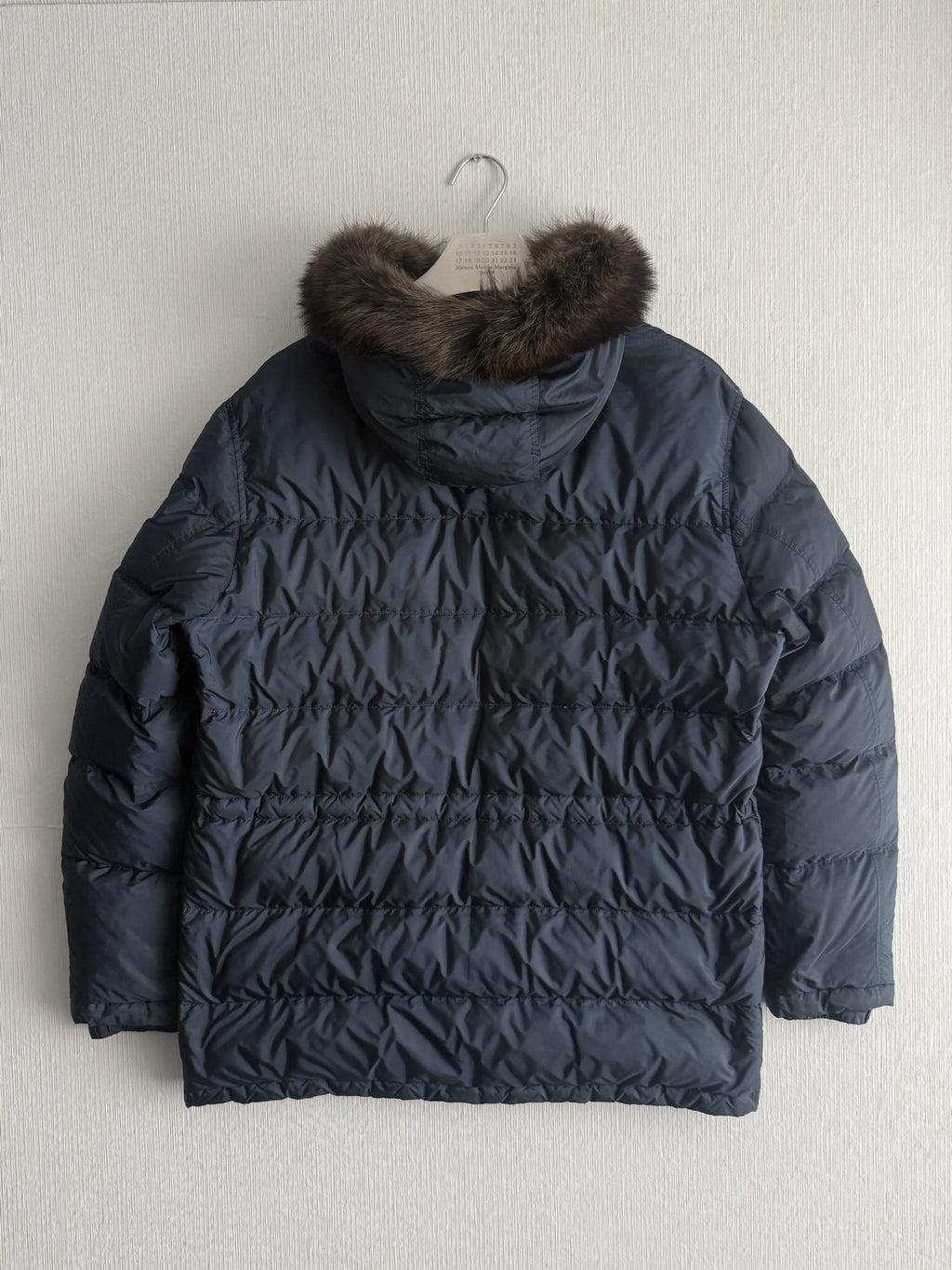 Prada Logo Down Parka Jacket with Real Fur