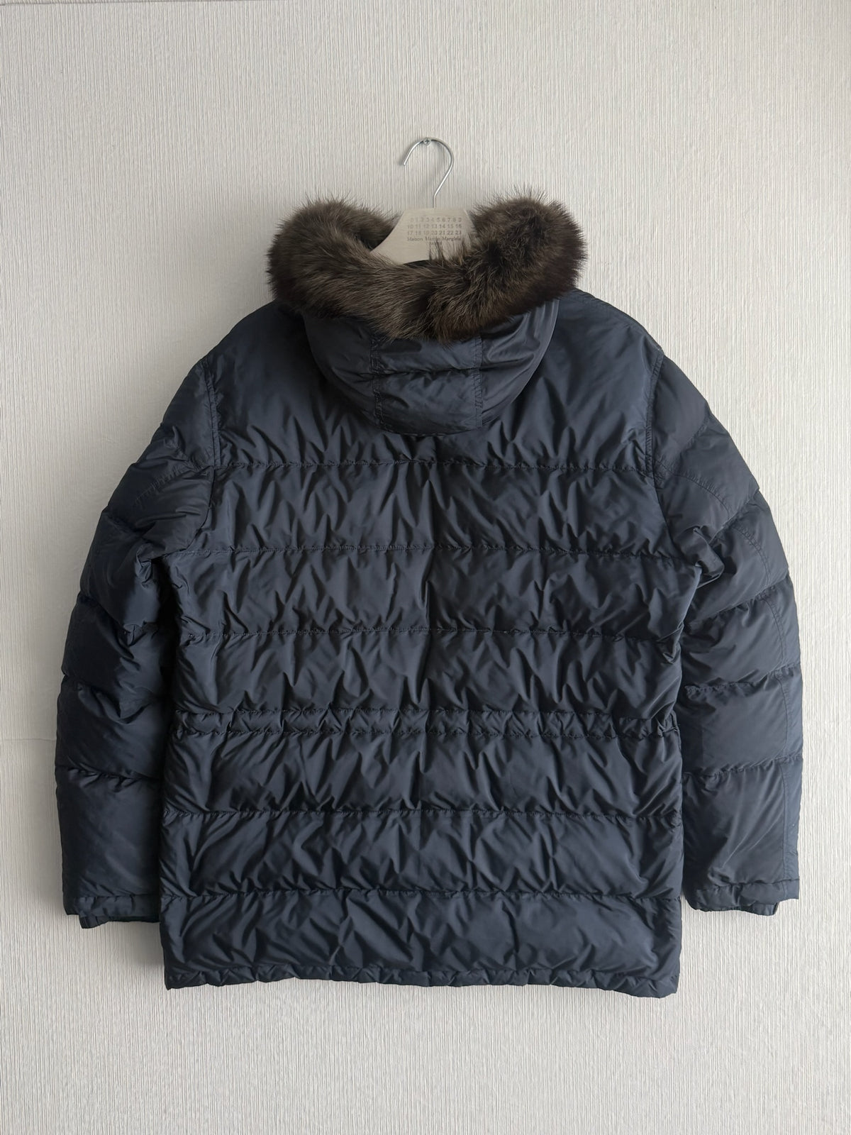 Prada Logo Down Parka Jacket with Real Fur
