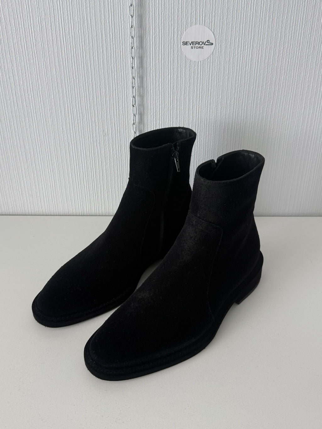 Maison Margiela Black Flock Treatment Ankle Boots