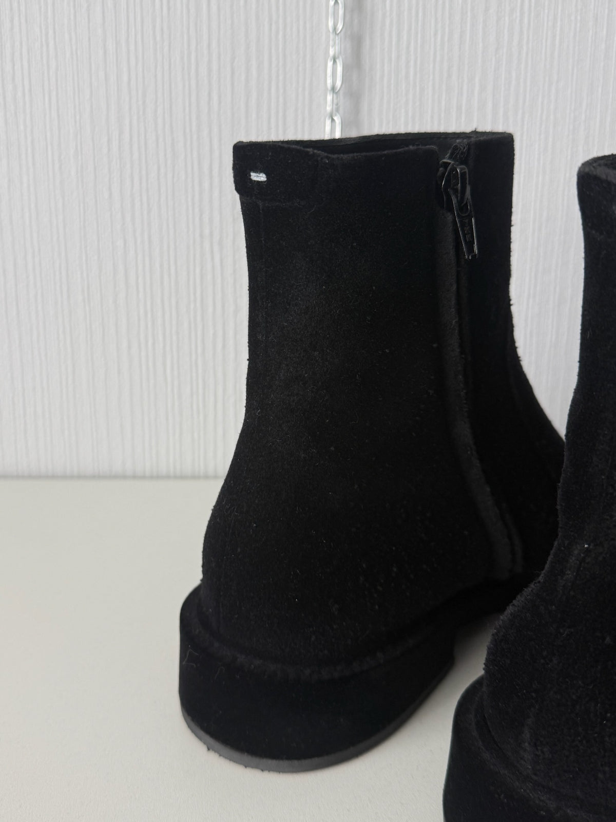 Maison Margiela Black Flock Treatment Ankle Boots