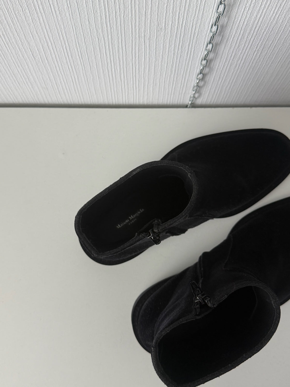 Maison Margiela Black Flock Treatment Ankle Boots