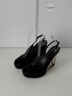 Gucci Indy Black Suede Wedge Sandals