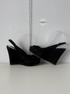Gucci Indy Black Suede Wedge Sandals