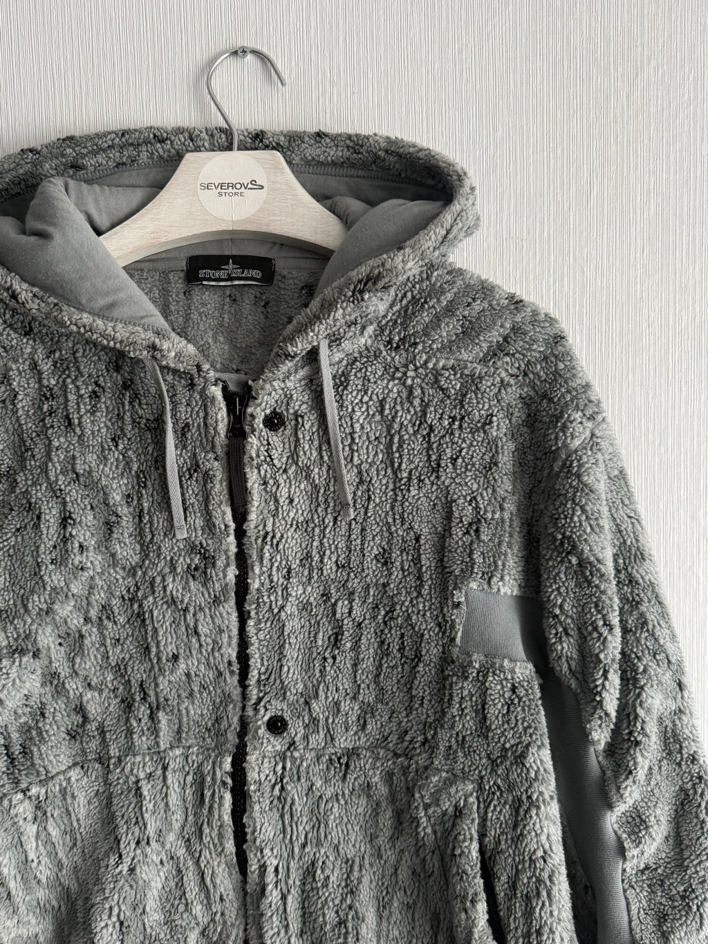 Stone Island Shadow Project AW19 Grey Teddy Fleece Hoodie