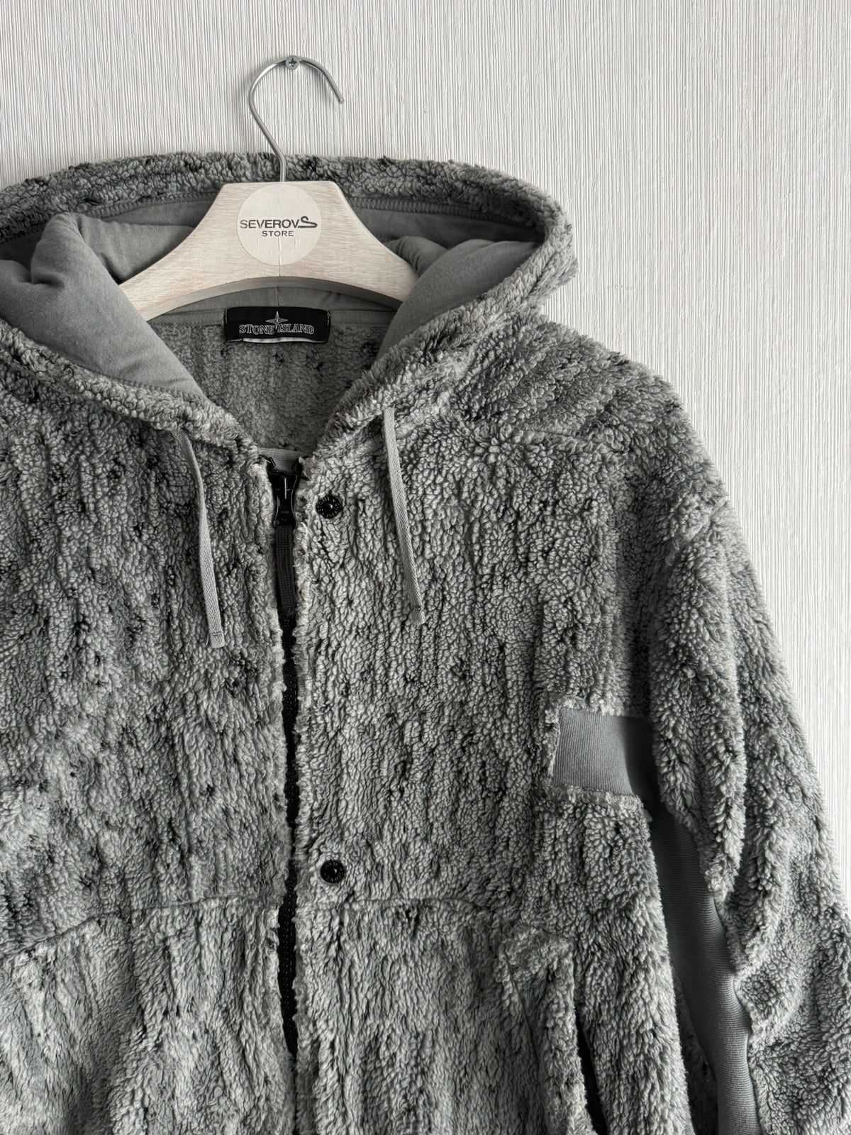 Stone Island Shadow Project AW19 Grey Teddy Fleece Hoodie