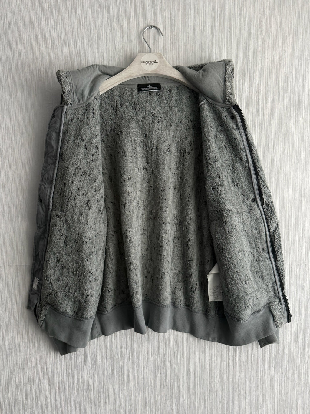 Stone Island Shadow Project AW19 Grey Teddy Fleece Hoodie