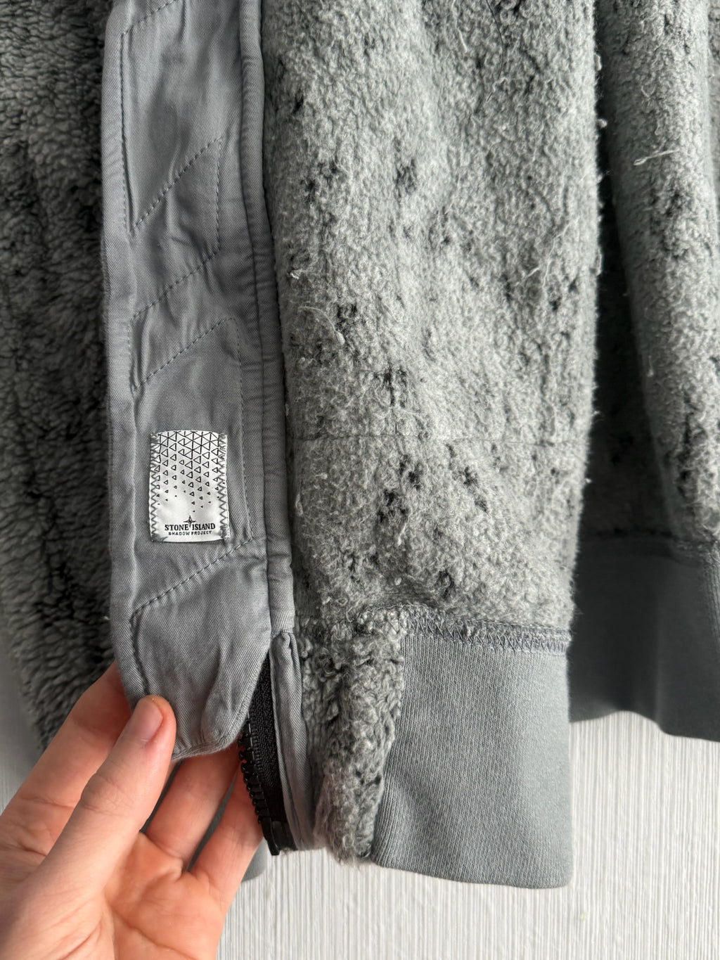 Stone Island Shadow Project AW19 Grey Teddy Fleece Hoodie